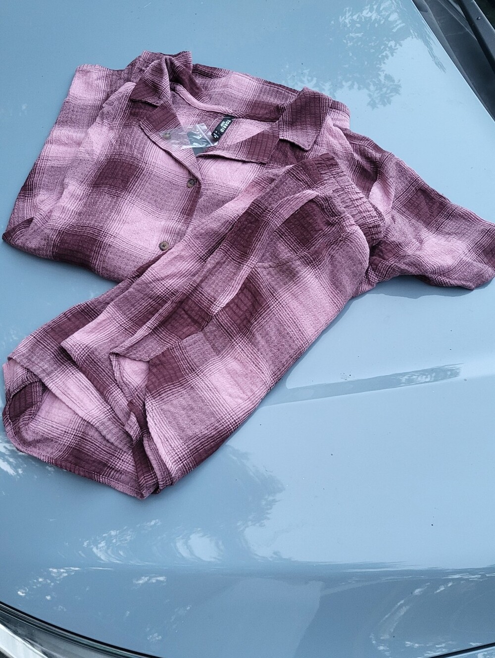 TORRID Womens Button Short Sleeve Shirt Plaid Purple Pink With Sleep Shorts 4x - Picture 7 of 7